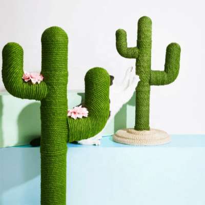 New Arrival High Quality Handmade Jute Rope Stable Cactus Cat Tree Cactus Cat Scratching Board Cat Tree