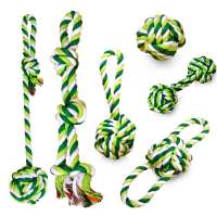 Dog rope knot ball toy chew dental bite durable washable for puppy play interactive