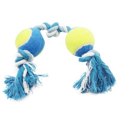 Double tennis pull toy cat dog cotton rope toy pet molar toy from China FA enterprise