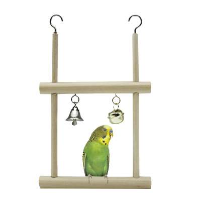 Bird Parrot Swing Chewing Toys Natural Wood Hanging Bell Bird Cage Toys Suitable for Small Finches,Budgie,Macaws, Parrots